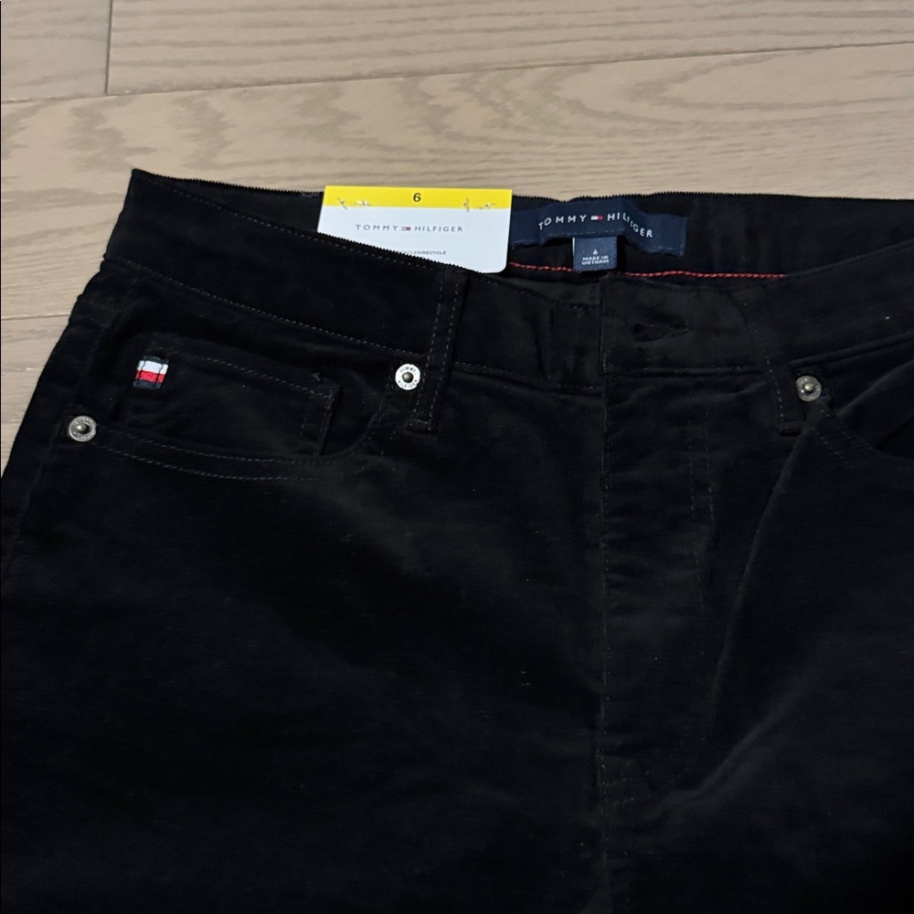 Size 6 TOMMY HILFIGER STRAIGHT-LEG CORDUROY PANTS - Black - Picture 5 of 6